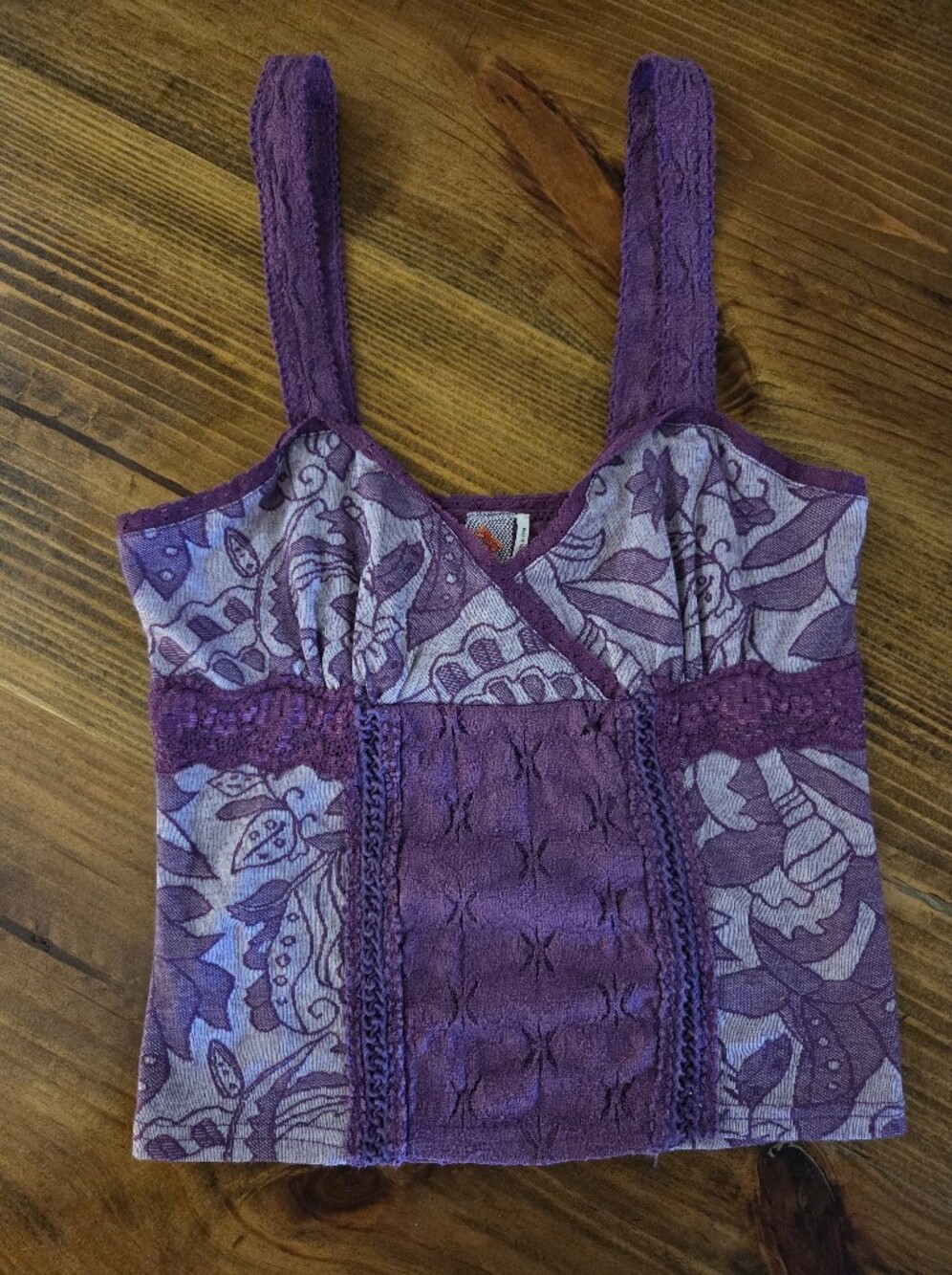 Free People Purple Floral Cropped Camisole